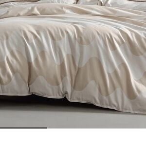 Marimekko Lokki queen duvet cover beige white soft organic cotton
